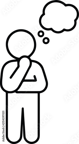 Thinking person icon in linear style.