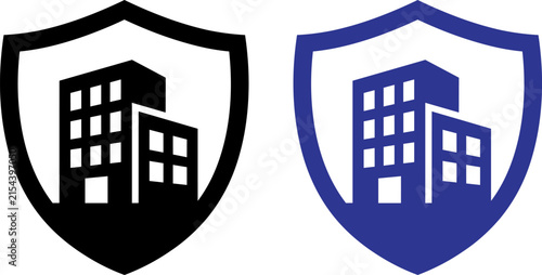 Vector illustration of Building security shield icons, office protection symbols, real estate insurance vector isolated on Transparent Background