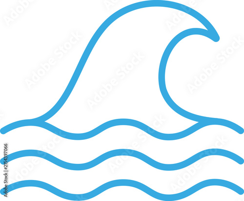 Blue wave icon in linear style.
