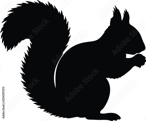 Black silhouette of a squirrel.