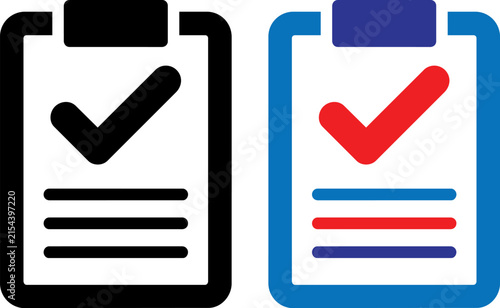 Vector illustration of Clipboard checklist icons, task management symbols, flat vector survey forms isolated on Transparent Background