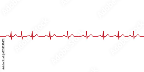 Fotografie Heartbeat ECG Line Forming a Heart on Medical Cardiogram Monitor, Electrocardiog