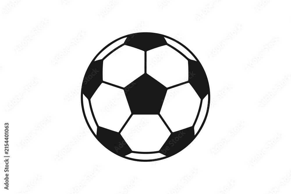 Fototapeta premium Classic black and white soccer ball vector icon presents traditional pentagon and hexagon panels.