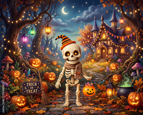 Süßer Halloween Skelett süßes oder saures, 3D Design