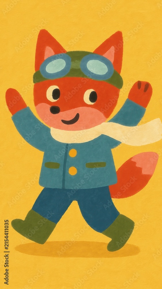 Naklejka premium Cheerful fox in winter attire