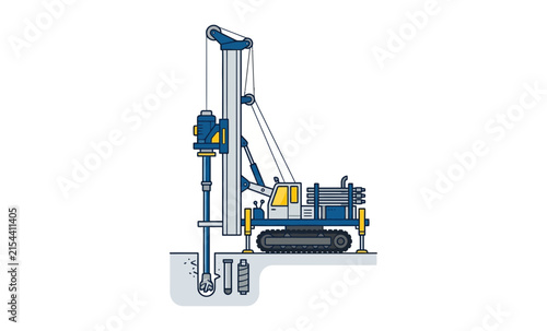 Crawler Drilling Rig Vector Illustration