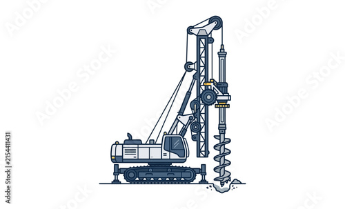 Rotary Drilling Rig Vector Illustration