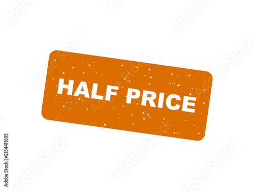 Quadro su tela Orange grunge rubber stamp with half price text on black