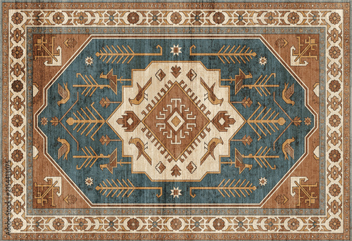 Cuadro en lienzo Navajo and kilim printed Carpet with trending colors and texture in high resolut