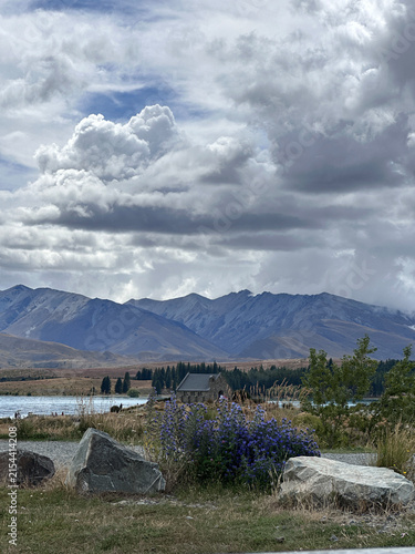 Church of the Good Shepherd at Lake Tekapo under dramatic clouds