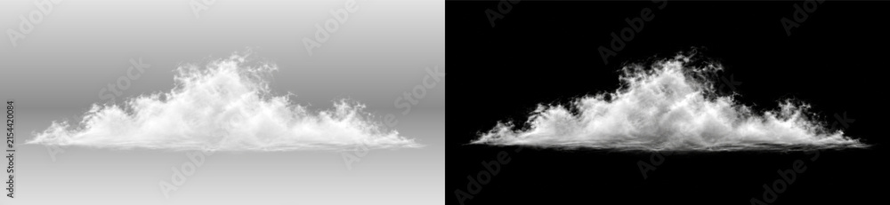 Fototapeta premium Glow white mist cloud with soft ground light, on transparent background