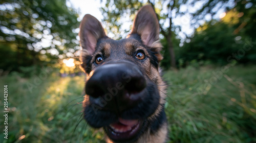 Curious German Shepherd Puppy Sniffing Close to Camera