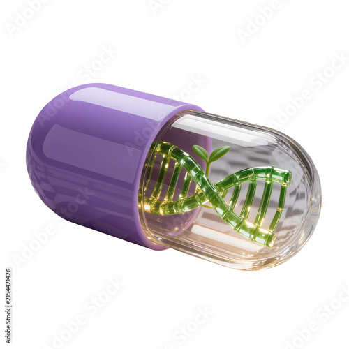 Glowing DNA Capsule with Growing Plant Symbol