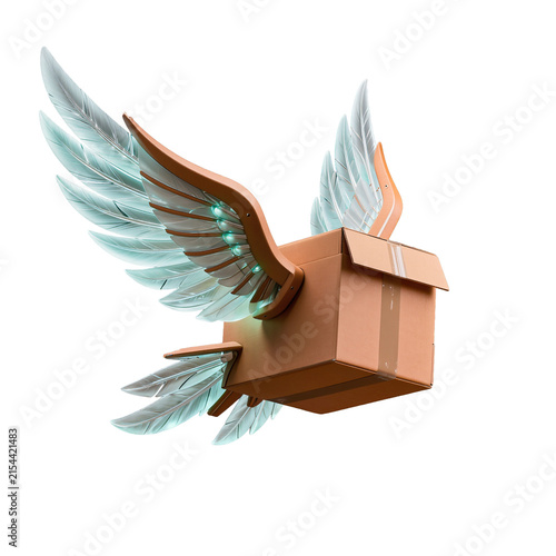 Flying Cardboard Package with Feathered Wings
