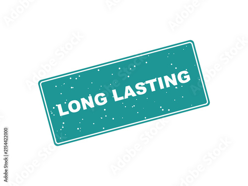 Teal grunge rubber stamp with the text long lasting written