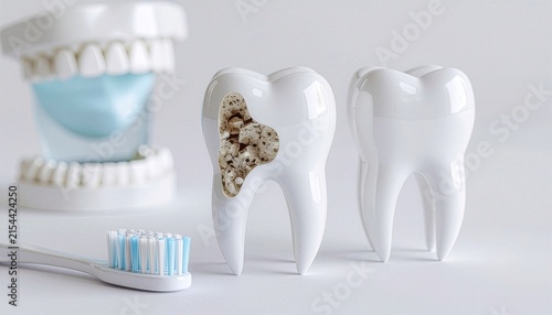 toothbrush and porcelain teeth