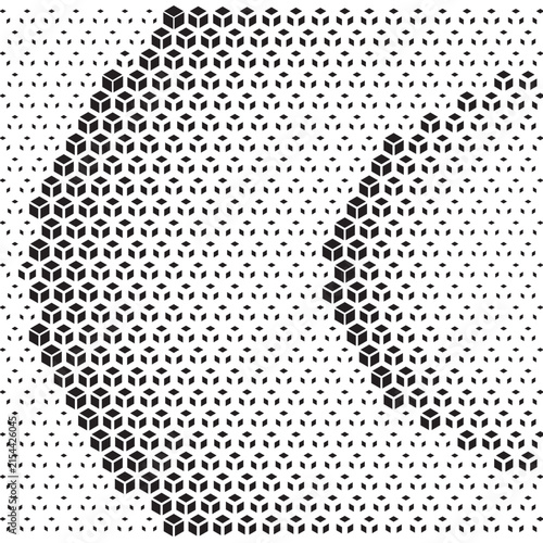 Abstract halftone pattern with geometric triangle shapes and gradient dot effect background