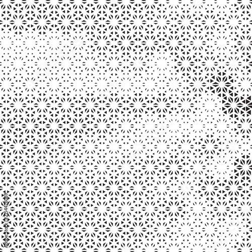 Seamless geometric pattern with intricate circular mandala shapes in black and white.