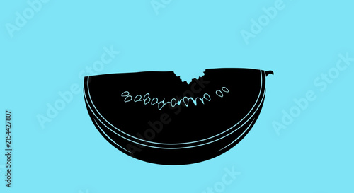 фотографія Black and blue illustration of bitten chocolate candy with confectionery mouthwa