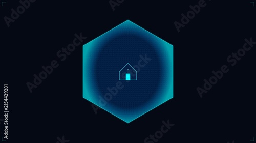 Biometric Fingerprint Scan and Smart Home Security Shield HUD Animation