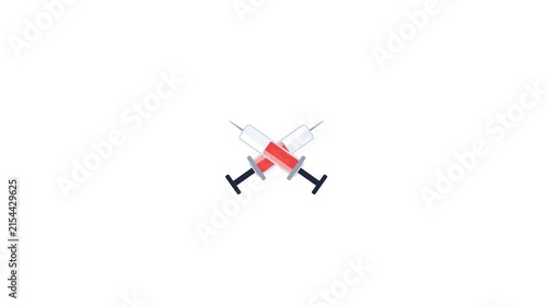 Two Medical Syringes Crossed Together Representing Vaccination and Healthcare Concepts.