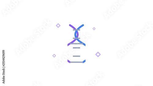 Abstract Gradient DNA Helix Animation Loop on White Background.