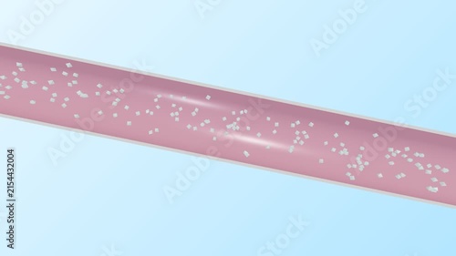 Pink Liquid Tube with Floating Bubbles Abstract Motion Background.