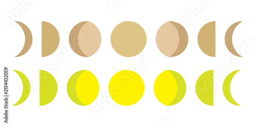 Golden Moon Phases Lunar Cycle Minimal Vector Icon Set