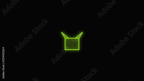 Neon Green Minimalist Geometric Shape Animation on Black Background.
