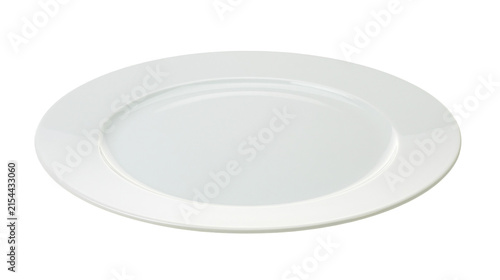 Quadro su tela Plain white ceramic dinner plate with a raised rim, isolated on transparent back