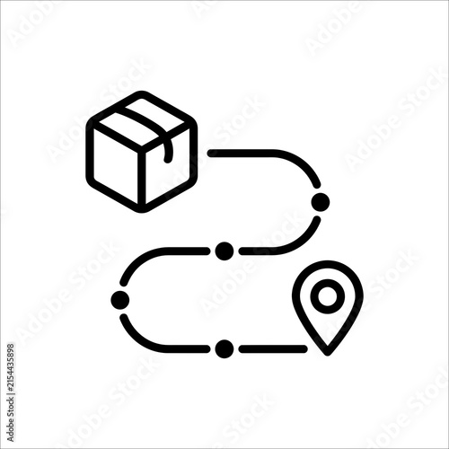 Package Delivery and Shipping Route Line Icon