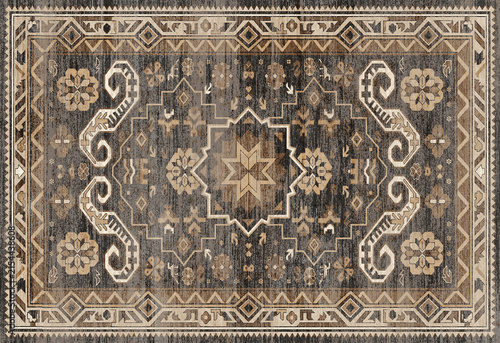 Fotografie Navajo and kilim printed Carpet with trending colors and texture in high resolut