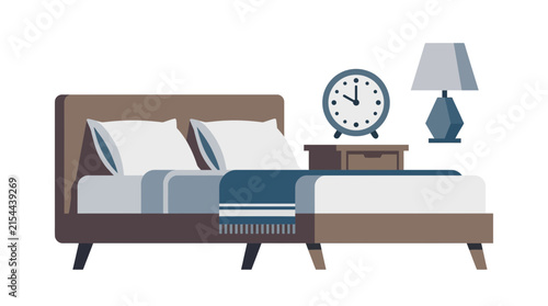 Modern Bedroom Furniture with Alarm Clock and Lamp