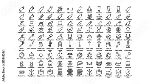 Foto Collection of Various Dental Oral Care and Medical Tube Design Icons with Transp