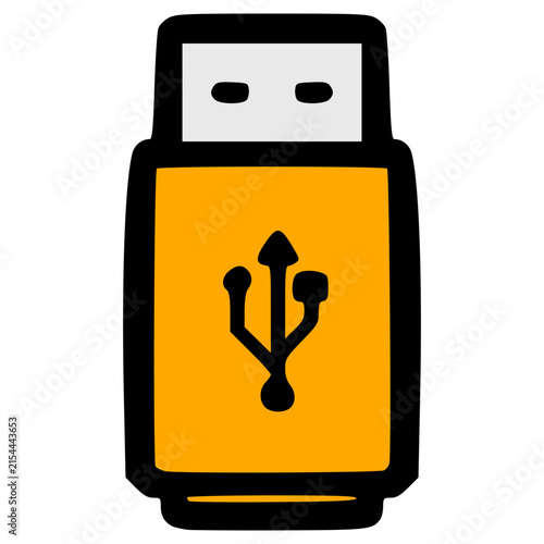 usb stick or flash disk illustration hand drawn isolated vector