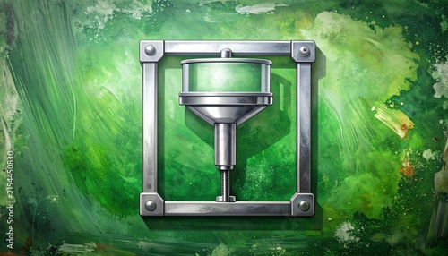 Industrial Funnel Mechanism in Green Forest Background.