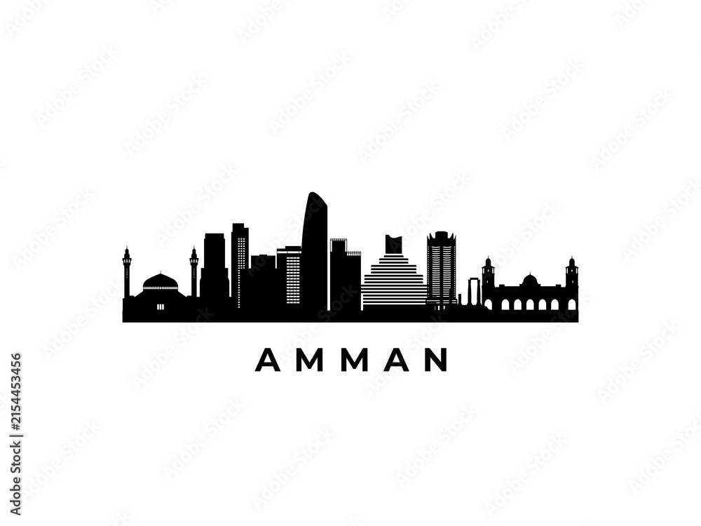 Obraz premium Vector Amman skyline. Travel Amman famous landmarks. Business and tourism concept for presentation, banner, web site.