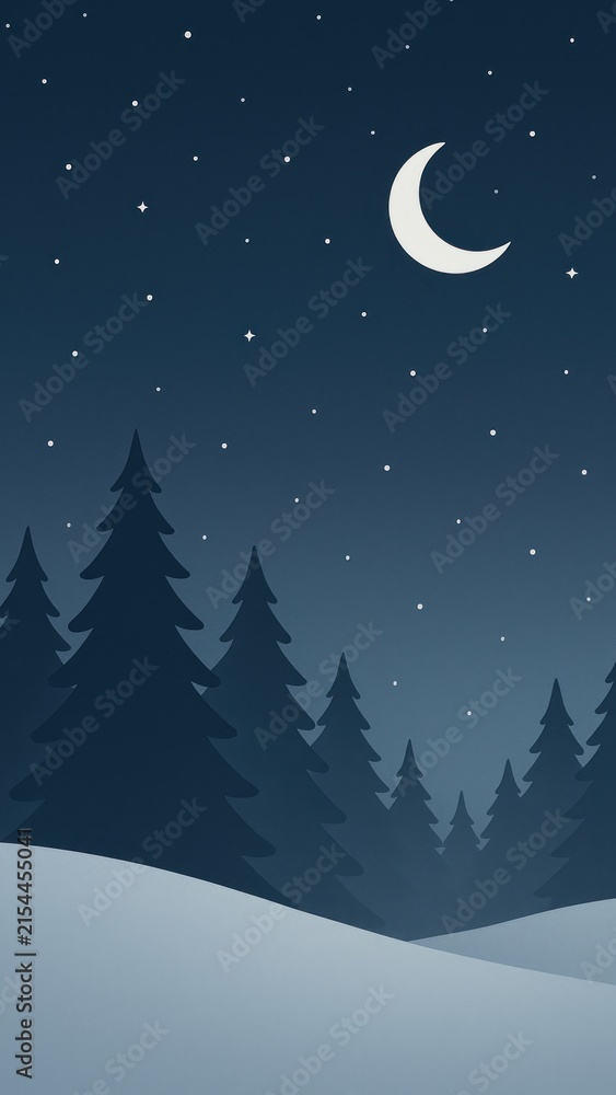 Fototapeta premium Serene night forest mobile wallpaper