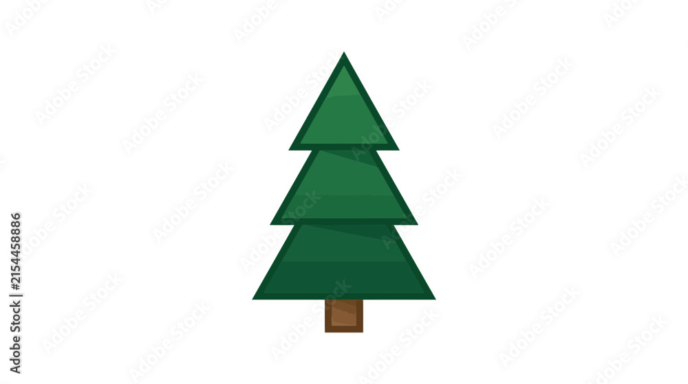 Obraz premium Simple Minimalist Flat Vector Evergreen Pine Tree Illustration