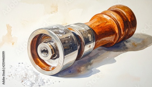Vintage Wooden Pepper Mill with Metal Grinder Mechanism.