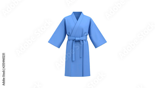Blue Bathrobe with Belt and Long Sleeves Clothing Illustration on transparent background