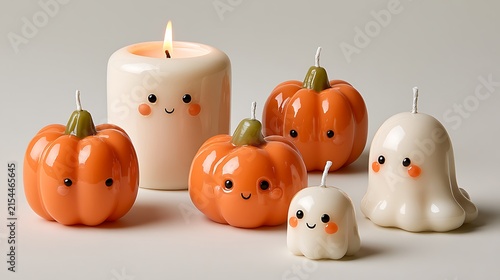 Adorable Pumpkin-Shaped Candles with Smiling Faces and Burnt Wick