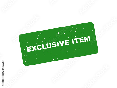 Green grunge rubber stamp with the text exclusive item inside