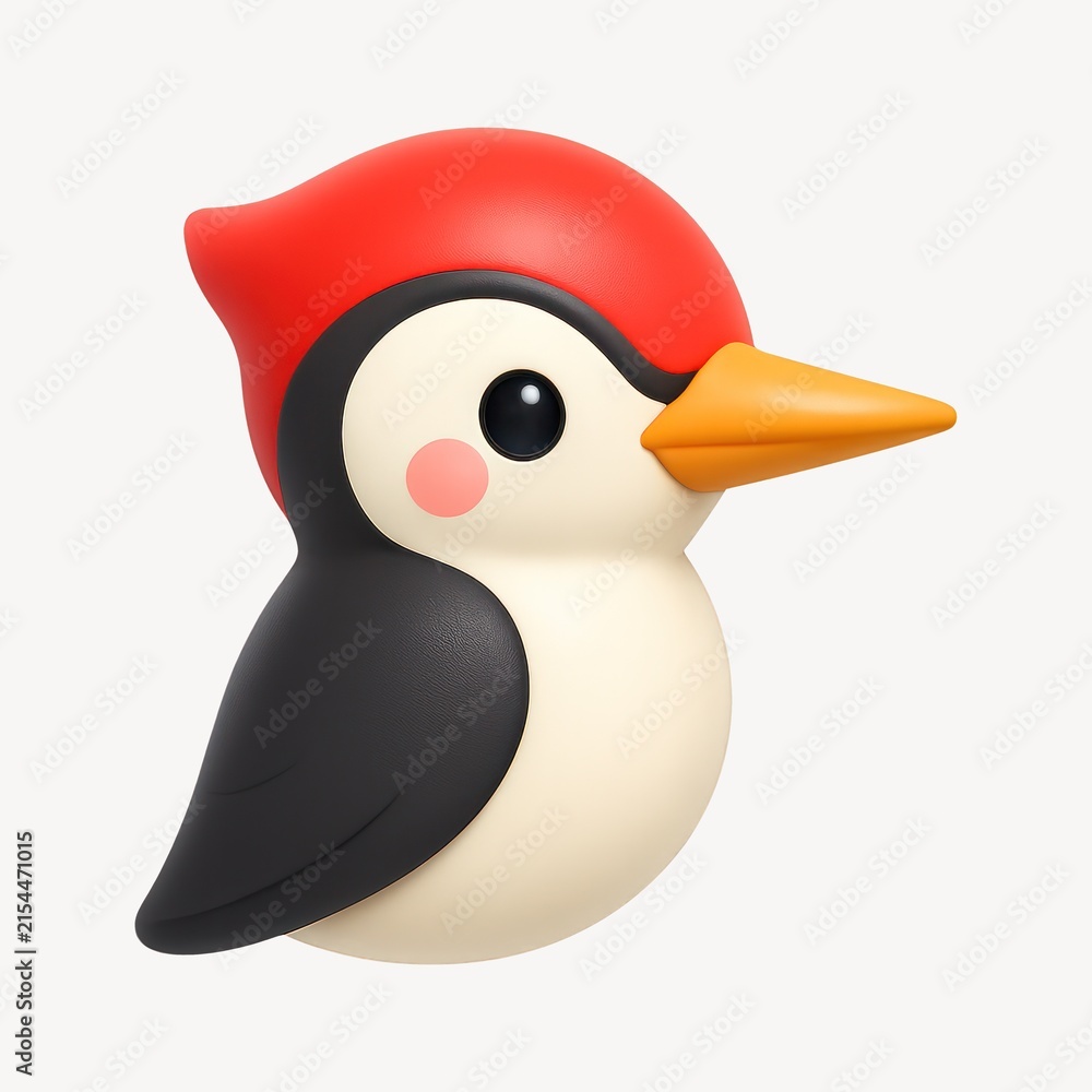 Obraz premium Cute cartoon woodpecker illustration.