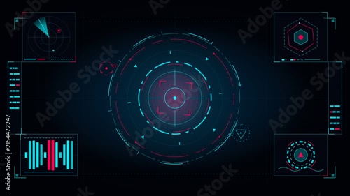 Futuristic Sci-Fi HUD Interface Displaying Rotating Radar and Target Sight