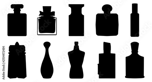 Perfume Bottle Silhouette Vector Set Collection of Luxury Cosmetic