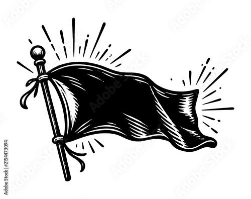 Vintage retro waving flag illustration