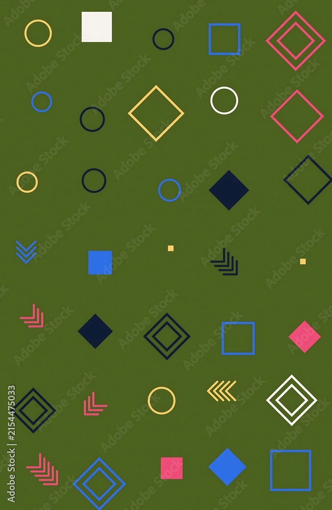 Colorful geometric shapes and icons set