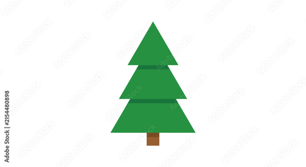 Fototapeta premium Stylized Minimalist Green Pine Tree Flat Vector Illustration Isolated on White Background