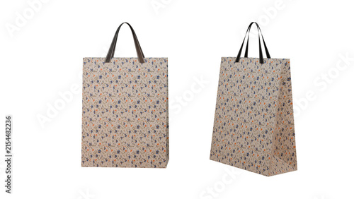 Floral Paper Shopping Bag Mockup Set